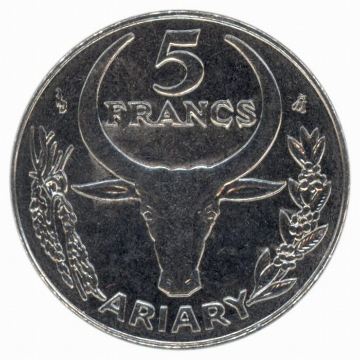 5 Malagasy Franc Coin 1 Ariary Madagascar Library